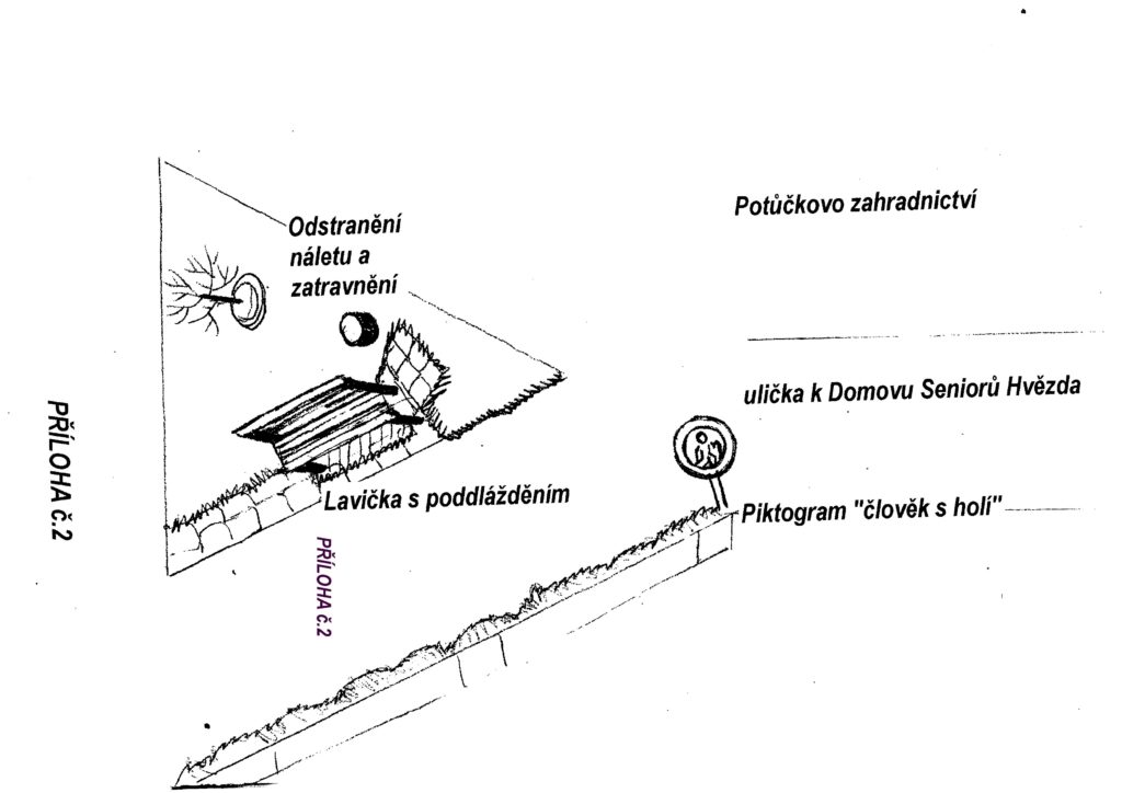 Zřízení odpočinkového místa s lavičkou u konečné stanice tramvají Bílá Hora