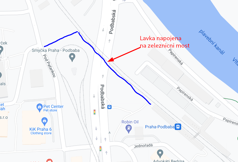 Cyklo/Pěší lávka přes ulici Podbabská