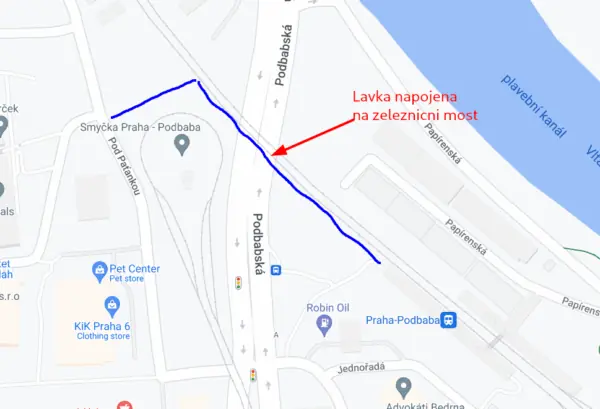 Cyklo/Pěší lávka přes ulici Podbabská