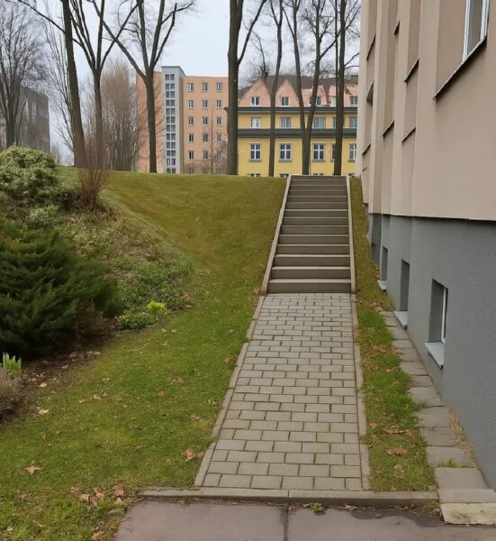 Schody v ulici Janouškova – pohodlný přístup k bytovému domu