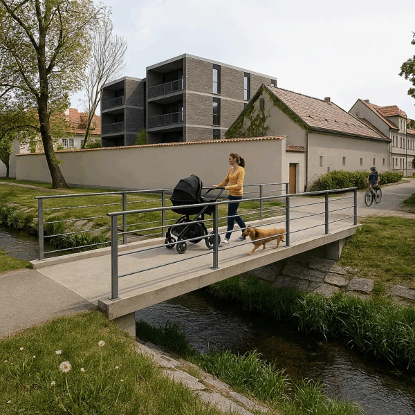 Pěší lávka u Vokovického rybníka