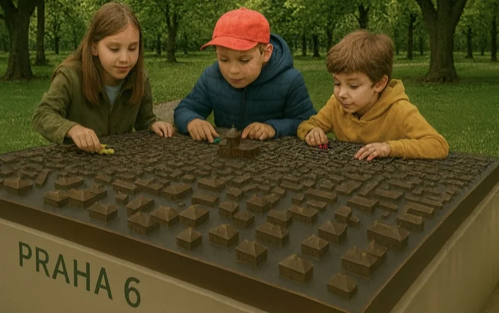 Model části Prahy 6 pro děti zasazen do parku u KC Kaštan