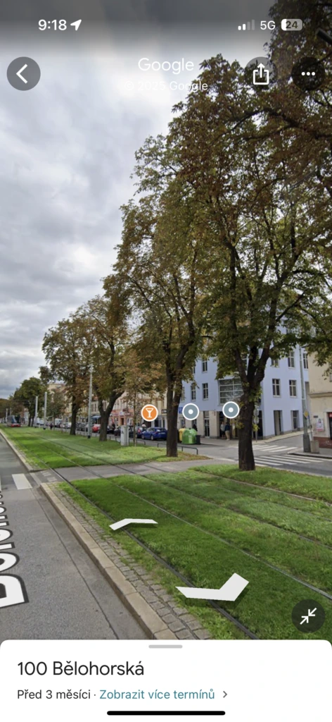 Zvýšení bezpečnosti přechodu pro ch. na Bělohorské ulici č.p.98