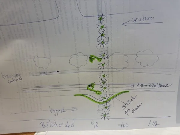 Zvýšení bezpečnosti přechodu pro ch. na Bělohorské ulici č.p.98