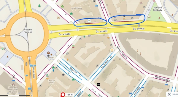 Parkování max 30min v ulici Čs. armády